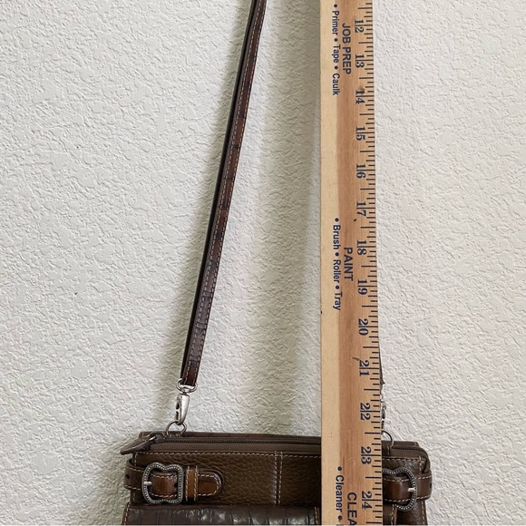 Vintage BRIGHTON Brown Olive Croc Embossed Leather Multifunction Crossbody Bag - Picture 8 of 16